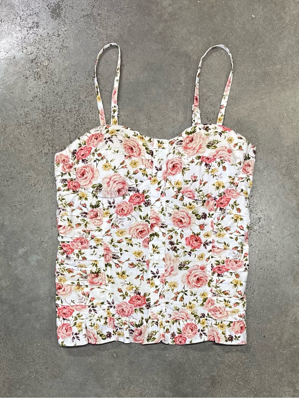 Poetry Floral Bustier Cami Ruched Coquette Cottagecore Y2K - Picture 2 of 8
